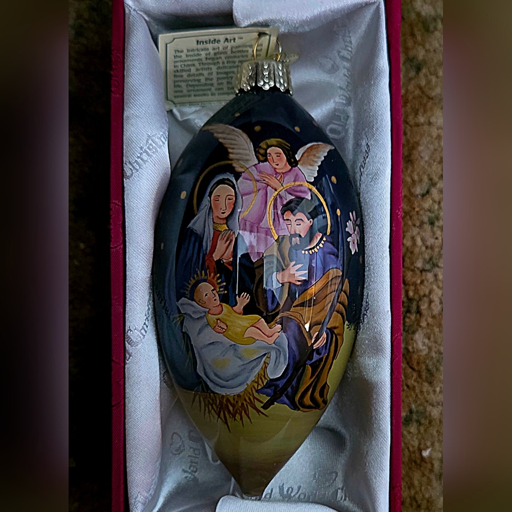Huge, Hand Blown Glass, Nativity Scene Ornament by Merck Old Christmas